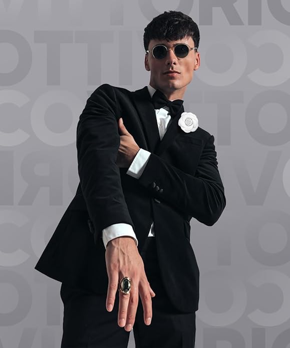 Leather Flower Lapel Pin by Vittorio Vico (leather - lapel - white) for Independent Retail Stores by Dubal Brothers