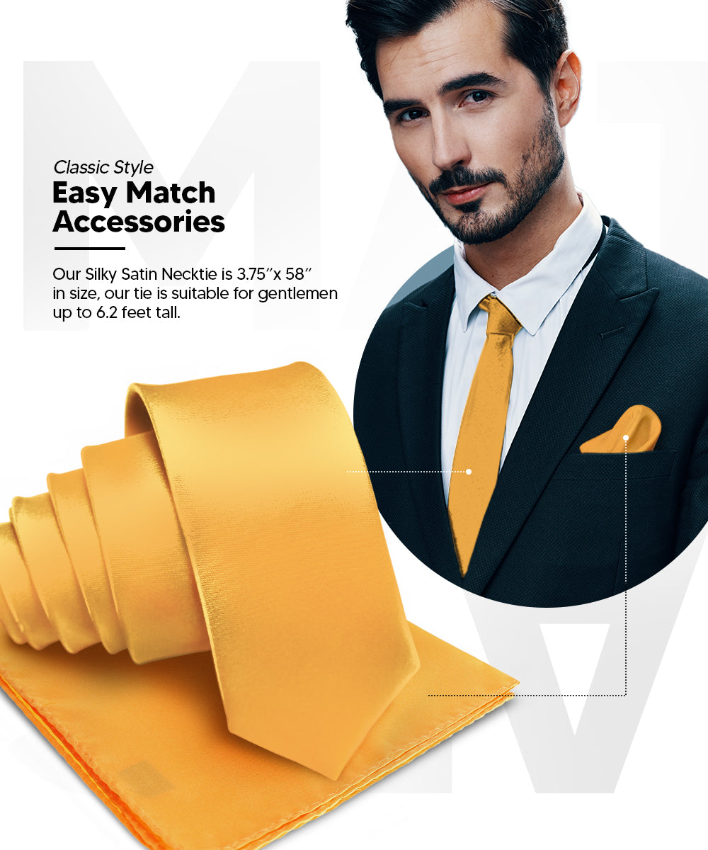 विटोरियो फ़रीना सॉलिड साटन नेकटाई और पॉकेट स्क्वायर