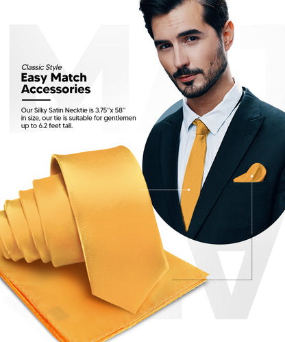 विटोरियो फ़रीना सॉलिड साटन नेकटाई और पॉकेट स्क्वायर