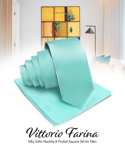 विटोरियो फ़रीना सॉलिड साटन नेकटाई और पॉकेट स्क्वायर