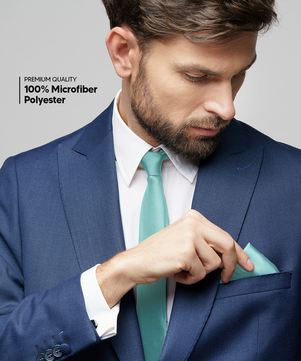 विटोरियो फ़रीना सॉलिड साटन नेकटाई और पॉकेट स्क्वायर