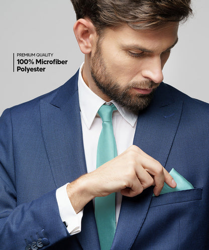 विटोरियो फ़रीना सॉलिड साटन नेकटाई और पॉकेट स्क्वायर