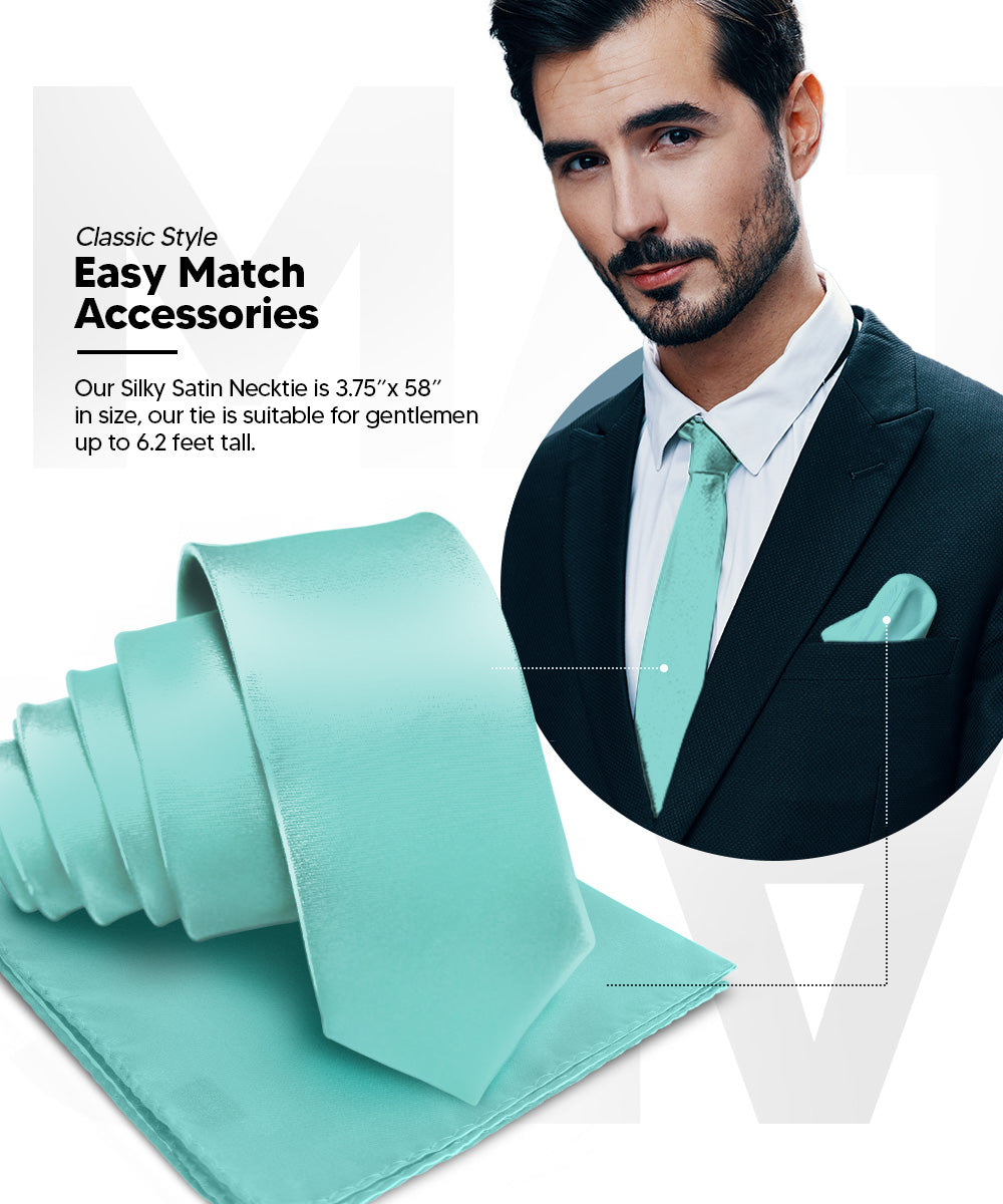 विटोरियो फ़रीना सॉलिड साटन नेकटाई और पॉकेट स्क्वायर