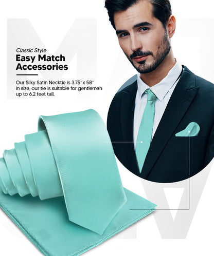 विटोरियो फ़रीना सॉलिड साटन नेकटाई और पॉकेट स्क्वायर