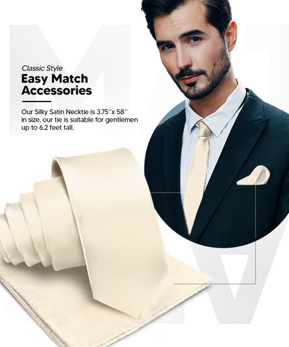 विटोरियो फ़रीना सॉलिड साटन नेकटाई और पॉकेट स्क्वायर