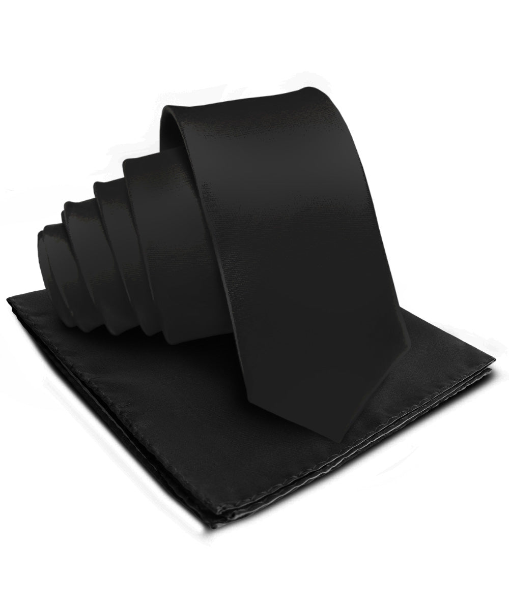 विटोरियो फ़रीना सॉलिड साटन नेकटाई और पॉकेट स्क्वायर