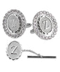 Bling Initial Cufflinks & Tie Tack Set in a Gift Box (A to Z) by Vittorio Vico