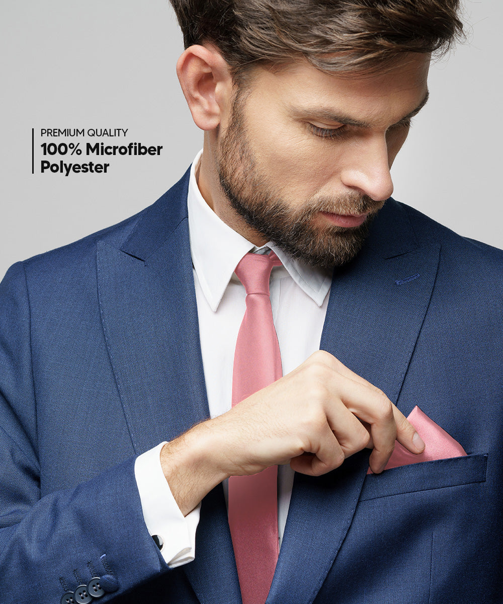 विटोरियो फ़रीना सॉलिड साटन नेकटाई और पॉकेट स्क्वायर