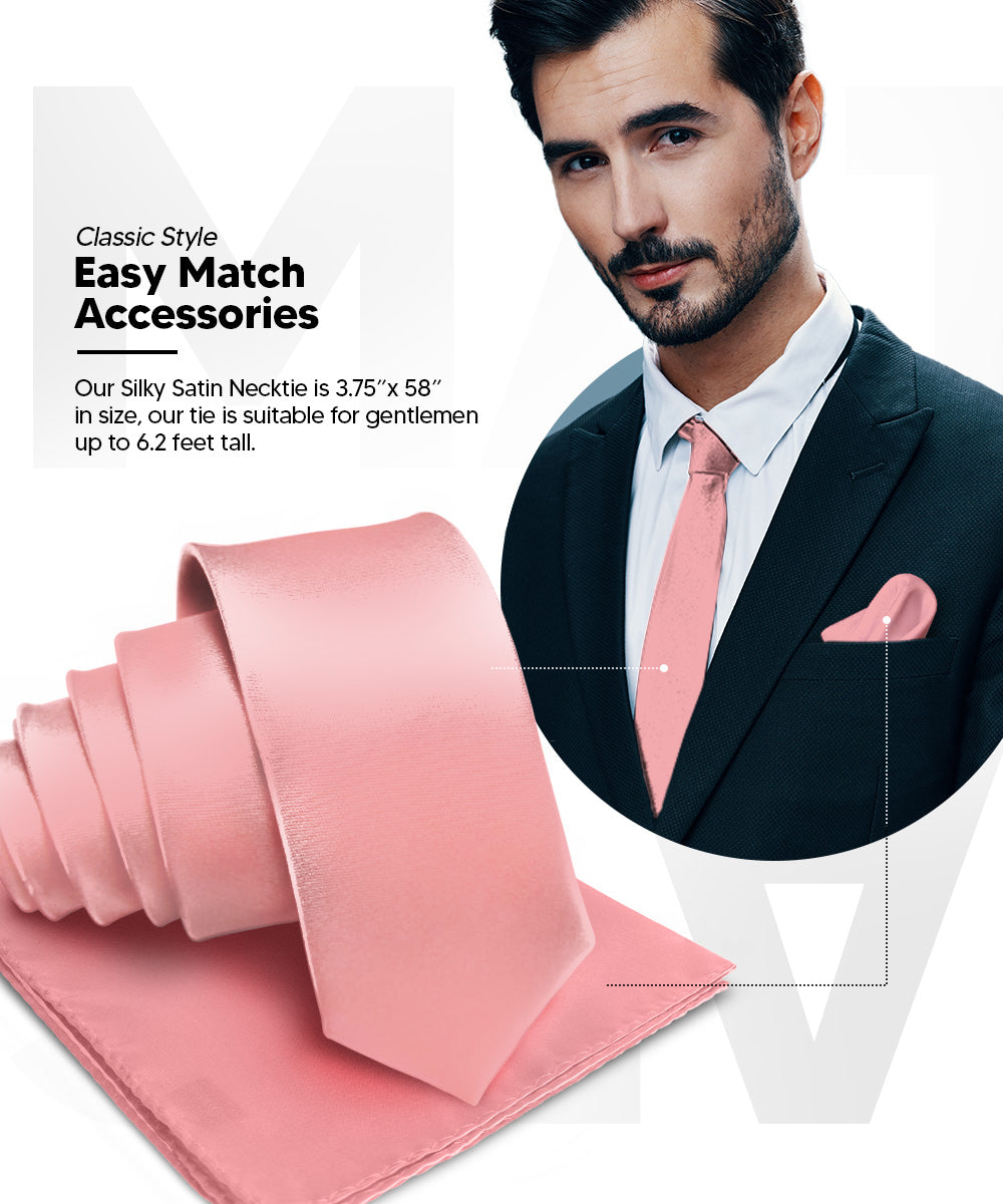 विटोरियो फ़रीना सॉलिड साटन नेकटाई और पॉकेट स्क्वायर