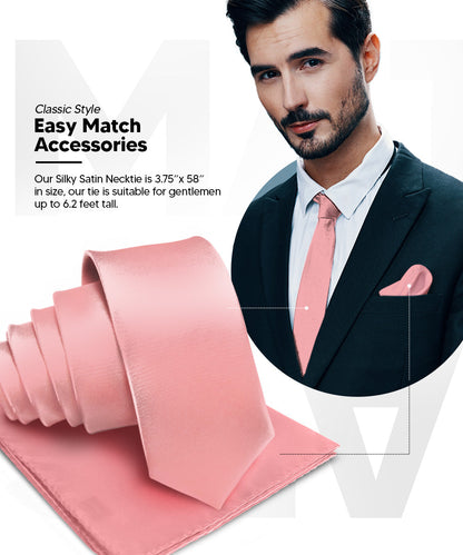 विटोरियो फ़रीना सॉलिड साटन नेकटाई और पॉकेट स्क्वायर