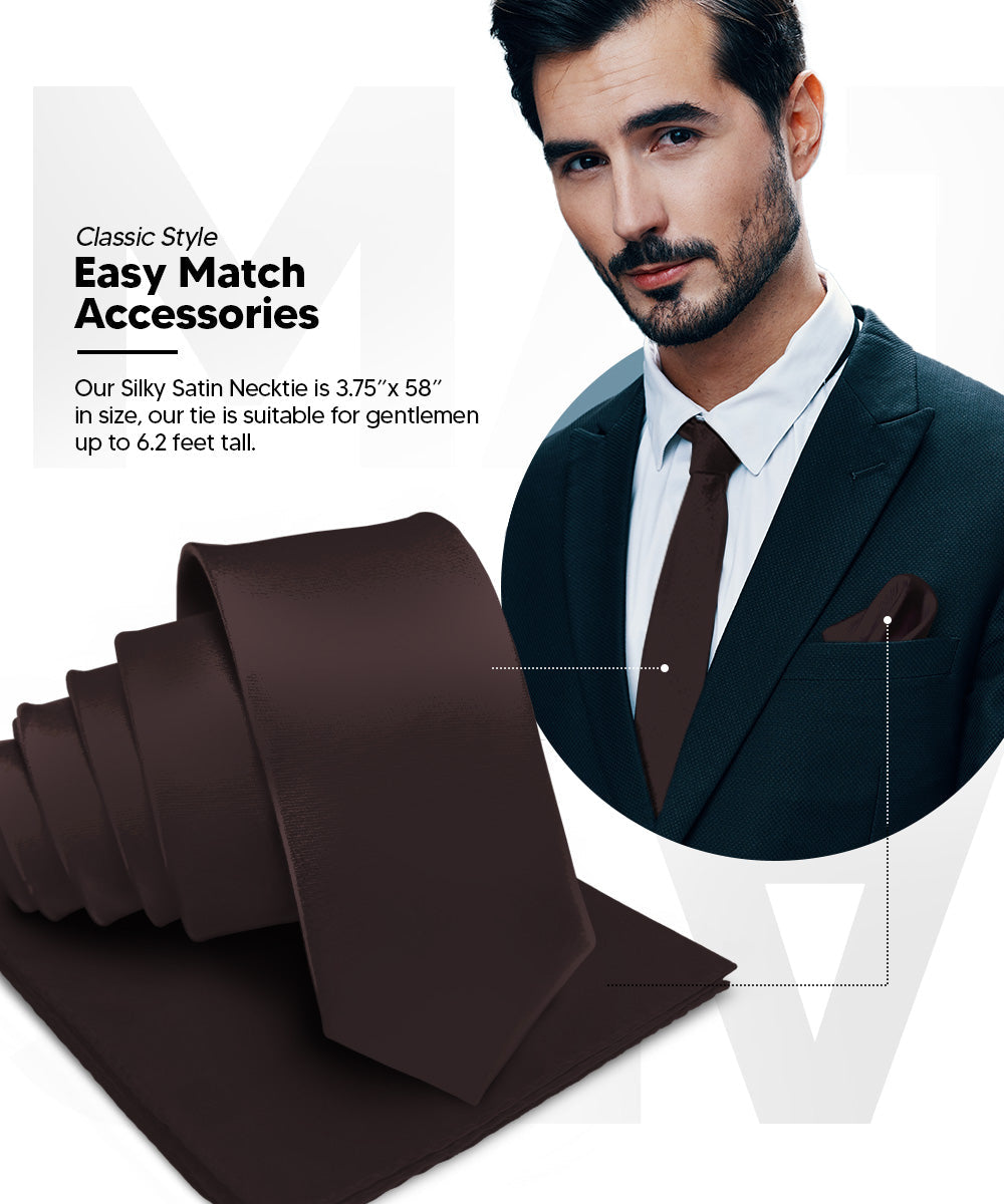 विटोरियो फ़रीना सॉलिड साटन नेकटाई और पॉकेट स्क्वायर