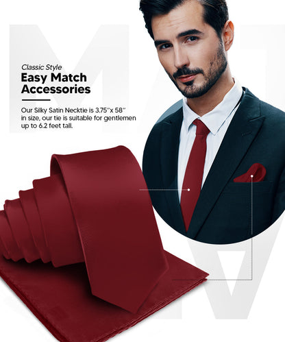 विटोरियो फ़रीना सॉलिड साटन नेकटाई और पॉकेट स्क्वायर