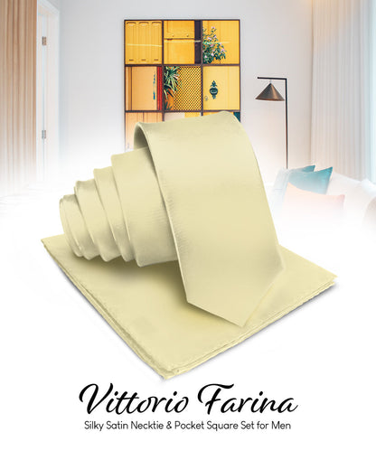 विटोरियो फ़रीना सॉलिड साटन नेकटाई और पॉकेट स्क्वायर