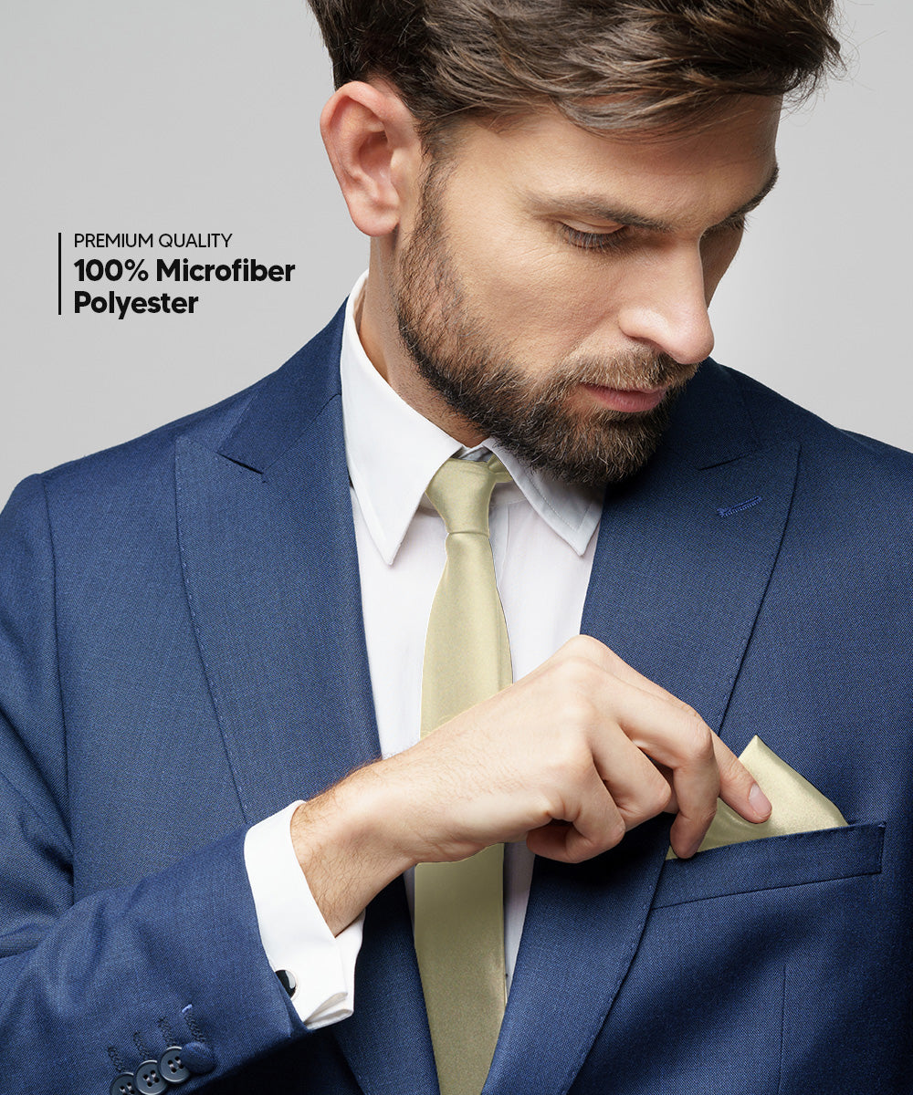 विटोरियो फ़रीना सॉलिड साटन नेकटाई और पॉकेट स्क्वायर