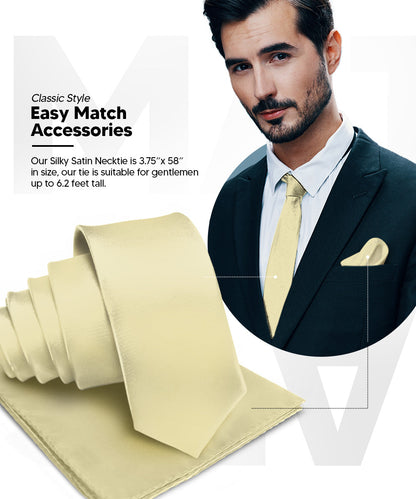 विटोरियो फ़रीना सॉलिड साटन नेकटाई और पॉकेट स्क्वायर