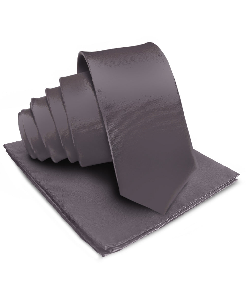 विटोरियो फ़रीना सॉलिड साटन नेकटाई और पॉकेट स्क्वायर