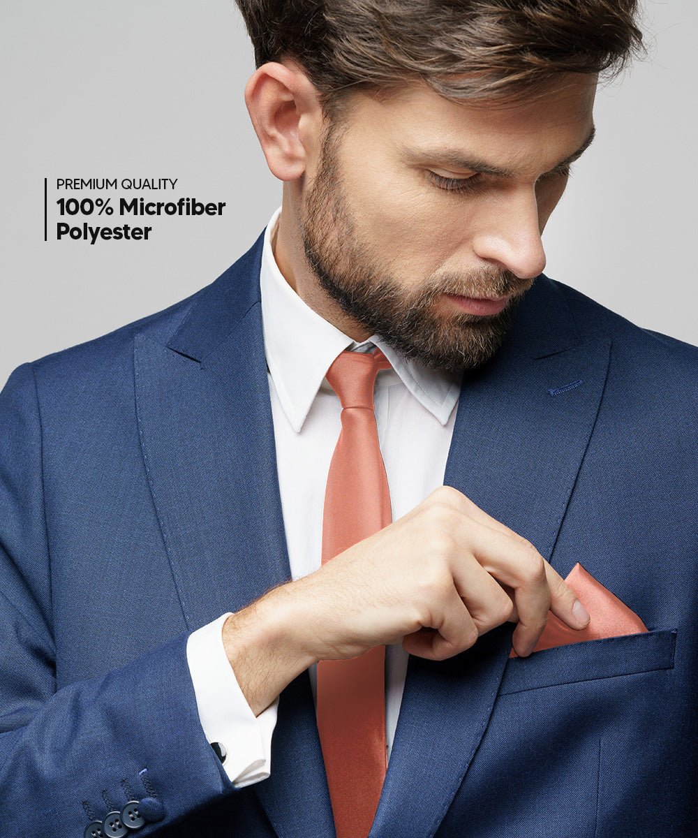 विटोरियो फ़रीना सॉलिड साटन नेकटाई और पॉकेट स्क्वायर