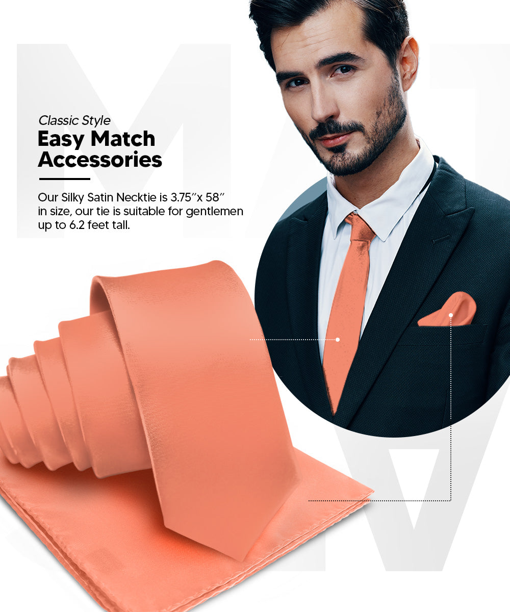 विटोरियो फ़रीना सॉलिड साटन नेकटाई और पॉकेट स्क्वायर