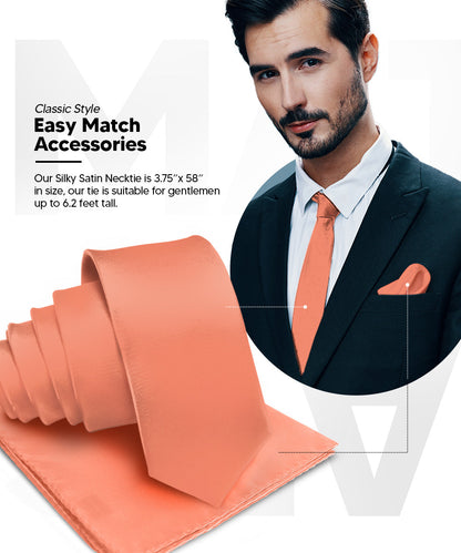 विटोरियो फ़रीना सॉलिड साटन नेकटाई और पॉकेट स्क्वायर