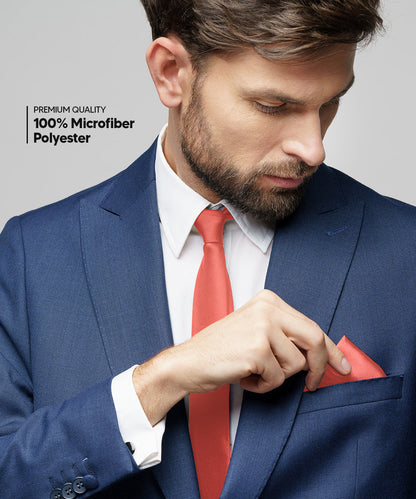 विटोरियो फ़रीना सॉलिड साटन नेकटाई और पॉकेट स्क्वायर