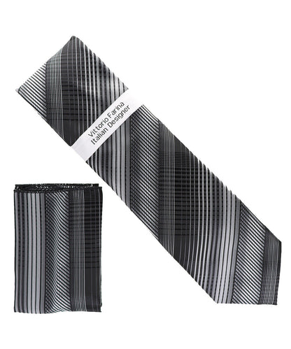 विटोरियो फ़रीना जियोमेट्रिक डिज़ाइनर नेकटाई और पॉकेट स्क्वायर