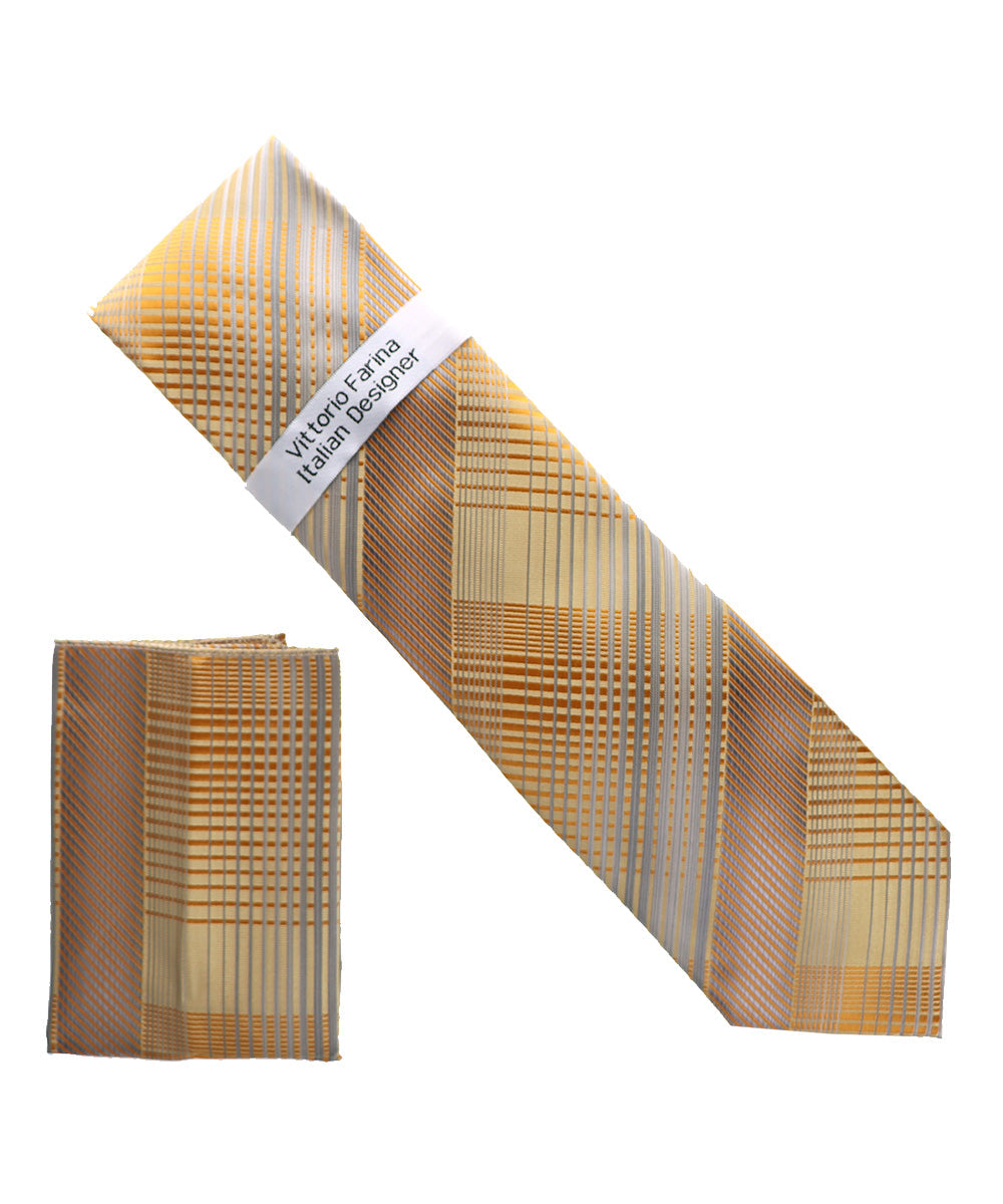 विटोरियो फ़रीना जियोमेट्रिक डिज़ाइनर नेकटाई और पॉकेट स्क्वायर