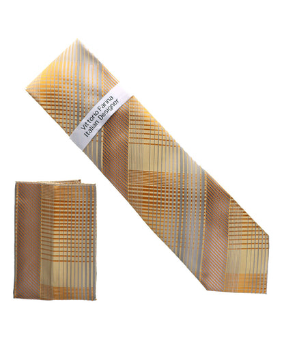 विटोरियो फ़रीना जियोमेट्रिक डिज़ाइनर नेकटाई और पॉकेट स्क्वायर