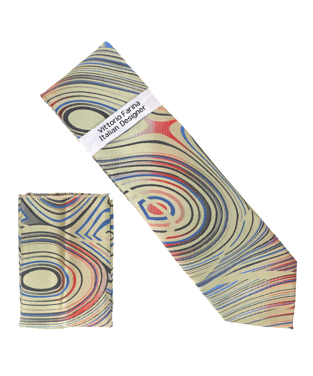 विटोरियो फ़रीना जियोमेट्रिक डिज़ाइनर नेकटाई और पॉकेट स्क्वायर