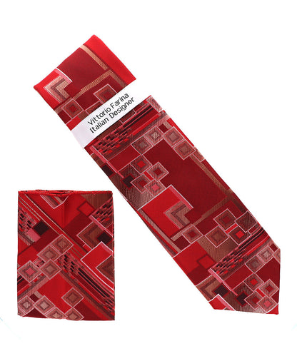 विटोरियो फ़रीना जियोमेट्रिक डिज़ाइनर नेकटाई और पॉकेट स्क्वायर