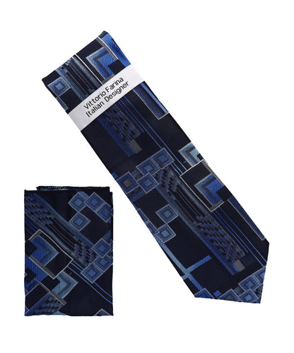 विटोरियो फ़रीना जियोमेट्रिक डिज़ाइनर नेकटाई और पॉकेट स्क्वायर