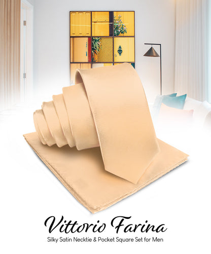 विटोरियो फ़रीना सॉलिड साटन नेकटाई और पॉकेट स्क्वायर
