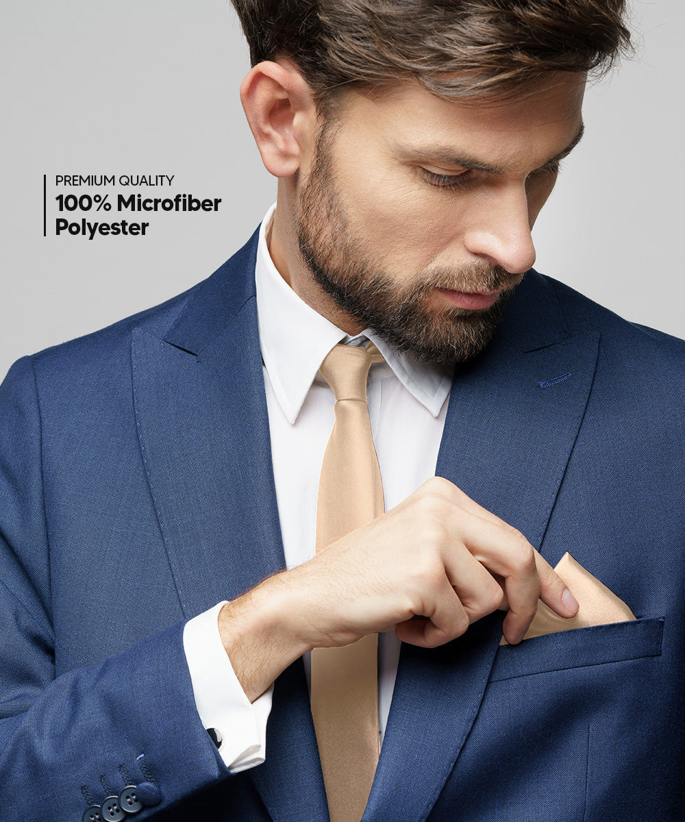 विटोरियो फ़रीना सॉलिड साटन नेकटाई और पॉकेट स्क्वायर