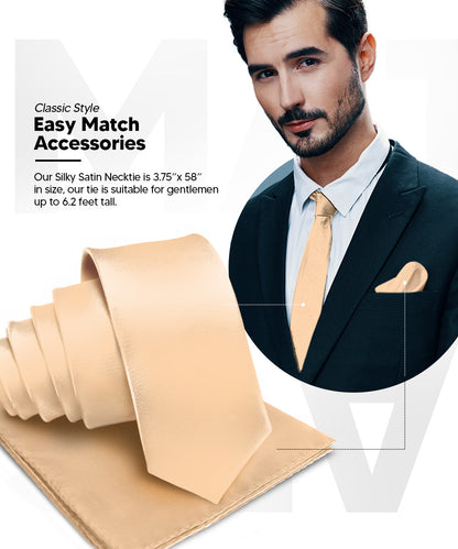 विटोरियो फ़रीना सॉलिड साटन नेकटाई और पॉकेट स्क्वायर