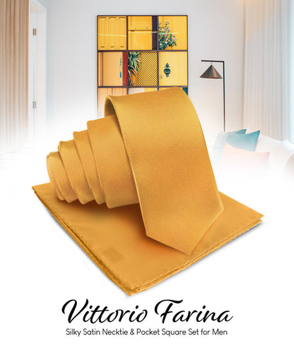 विटोरियो फ़रीना सॉलिड साटन नेकटाई और पॉकेट स्क्वायर