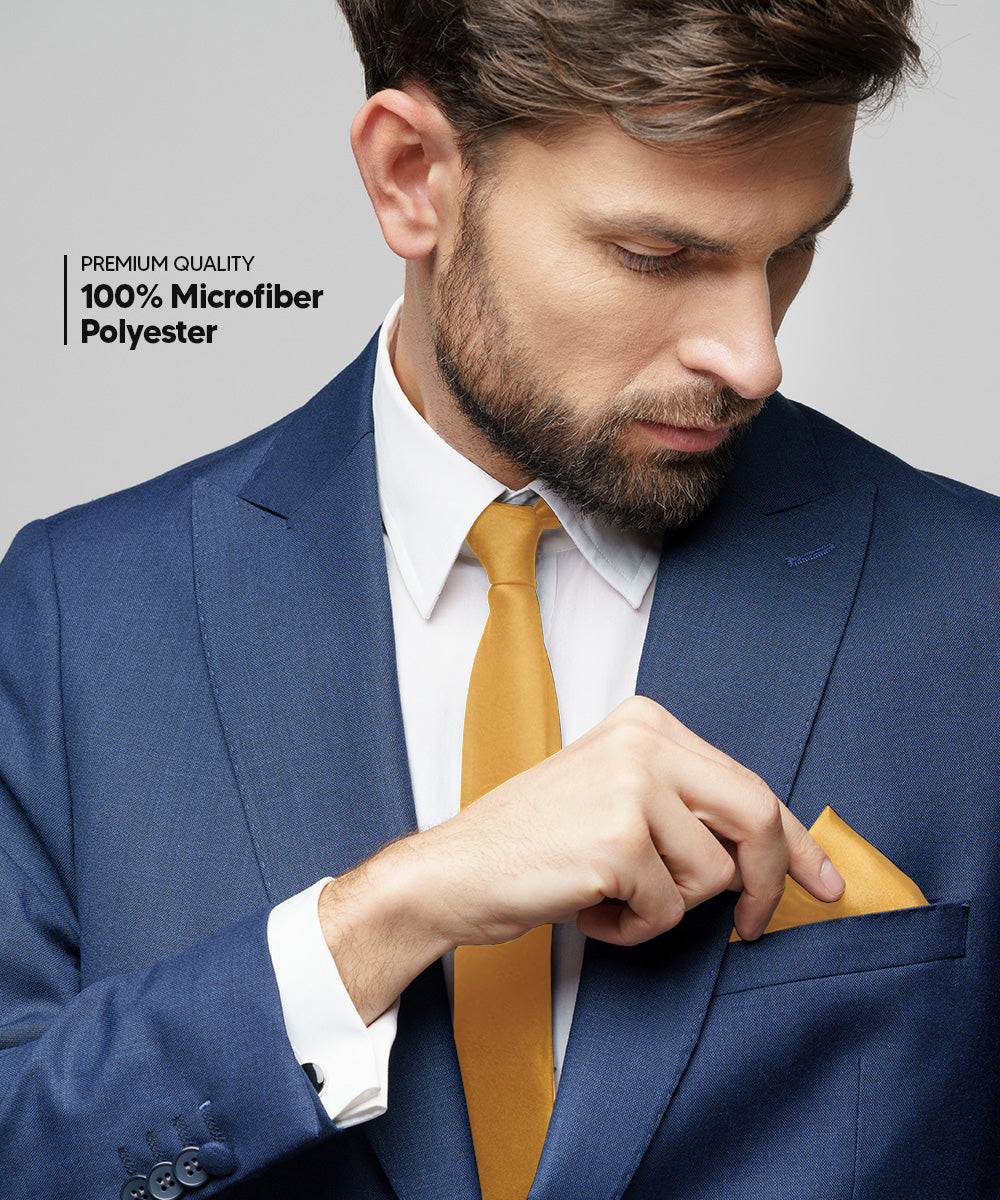 विटोरियो फ़रीना सॉलिड साटन नेकटाई और पॉकेट स्क्वायर