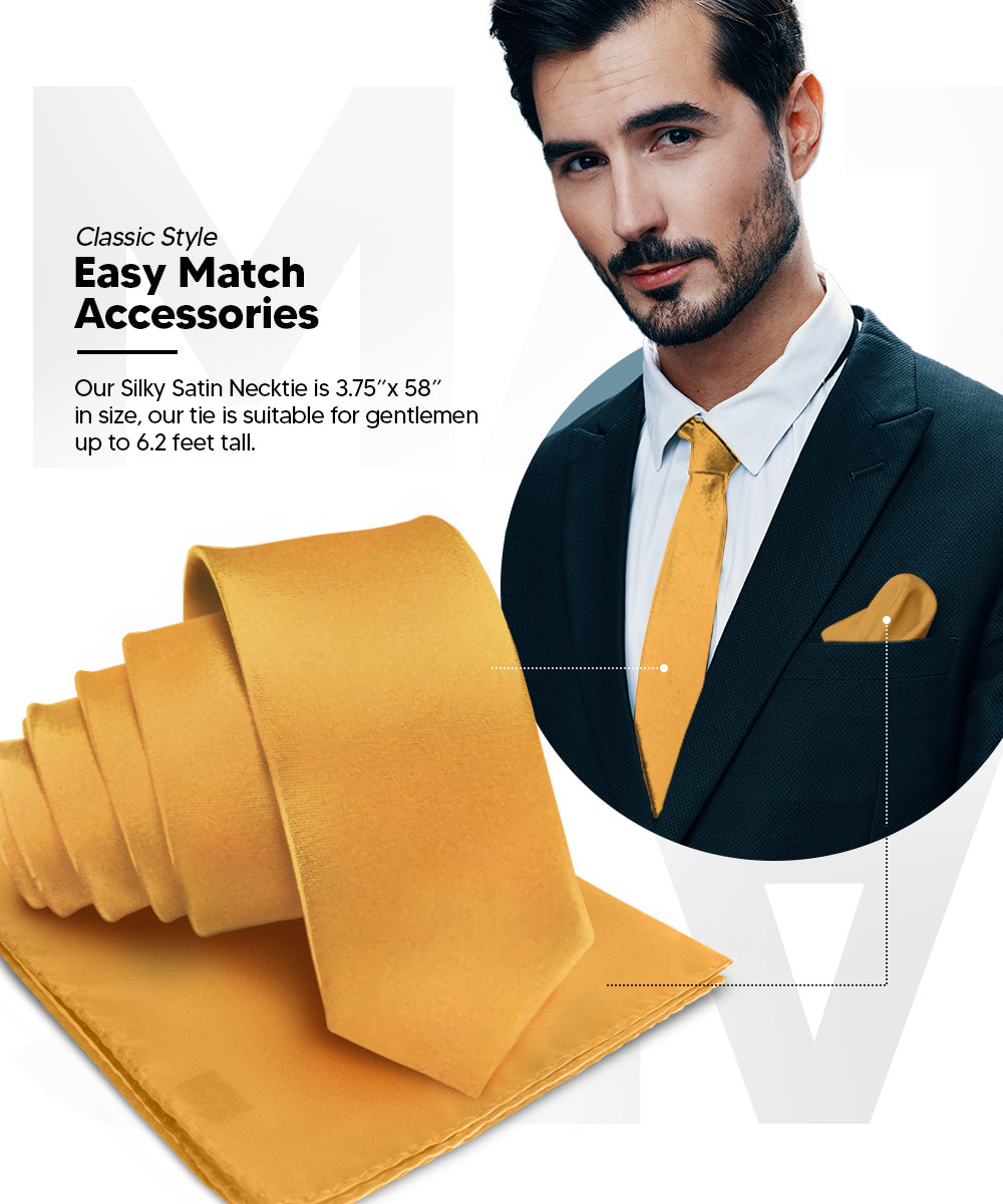 विटोरियो फ़रीना सॉलिड साटन नेकटाई और पॉकेट स्क्वायर