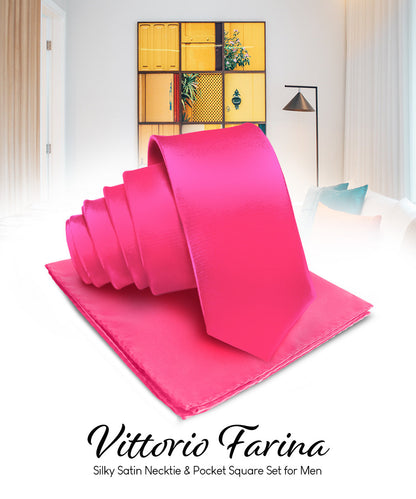 विटोरियो फ़रीना सॉलिड साटन नेकटाई और पॉकेट स्क्वायर