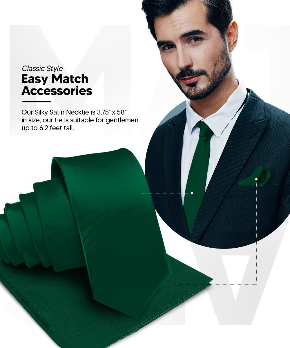 विटोरियो फ़रीना सॉलिड साटन नेकटाई और पॉकेट स्क्वायर