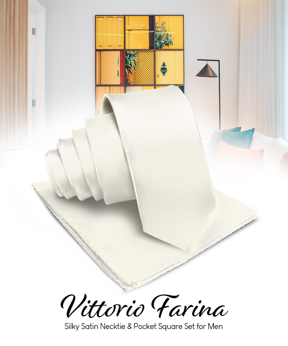 विटोरियो फ़रीना सॉलिड साटन नेकटाई और पॉकेट स्क्वायर