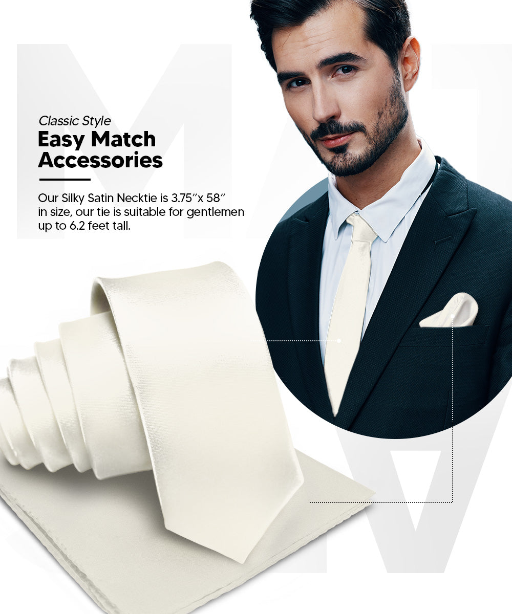 विटोरियो फ़रीना सॉलिड साटन नेकटाई और पॉकेट स्क्वायर