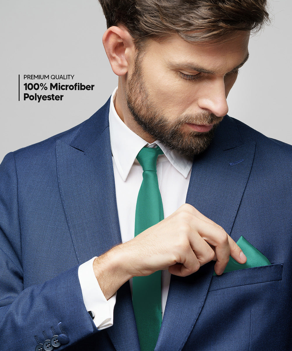 विटोरियो फ़रीना सॉलिड साटन नेकटाई और पॉकेट स्क्वायर