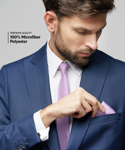 विटोरियो फ़रीना सॉलिड साटन नेकटाई और पॉकेट स्क्वायर