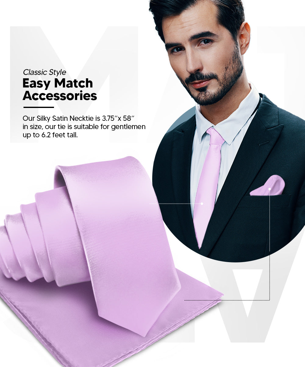 विटोरियो फ़रीना सॉलिड साटन नेकटाई और पॉकेट स्क्वायर