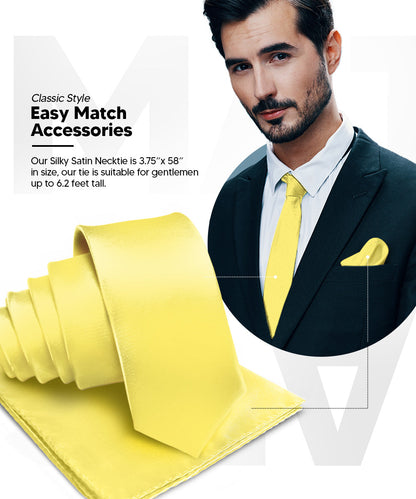 विटोरियो फ़रीना सॉलिड साटन नेकटाई और पॉकेट स्क्वायर