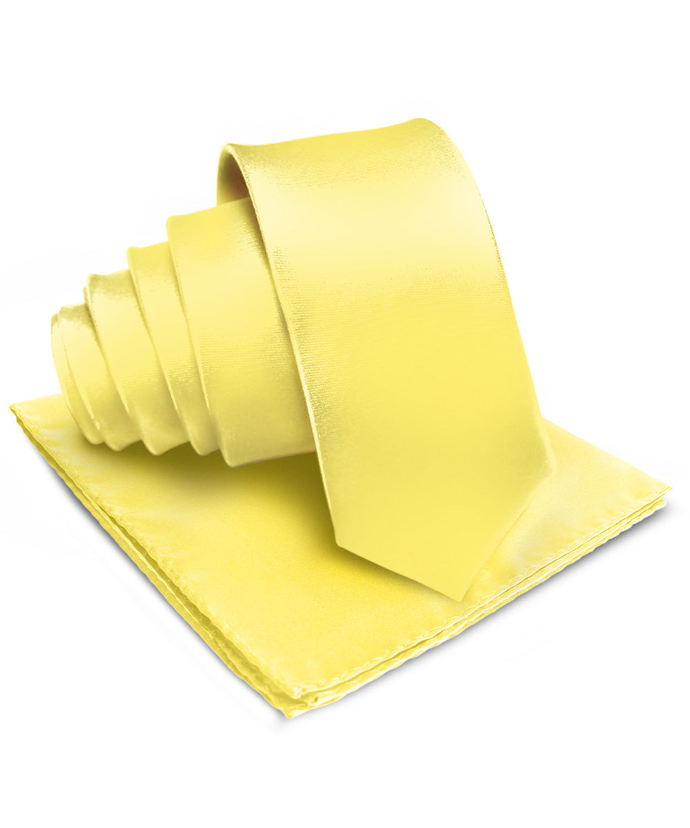 विटोरियो फ़रीना सॉलिड साटन नेकटाई और पॉकेट स्क्वायर