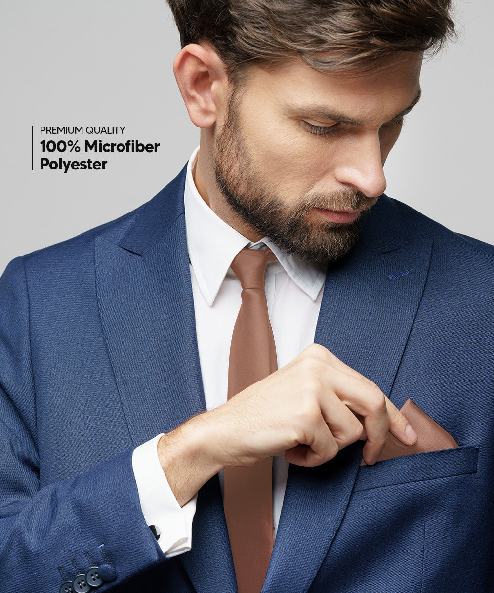 विटोरियो फ़रीना सॉलिड साटन नेकटाई और पॉकेट स्क्वायर