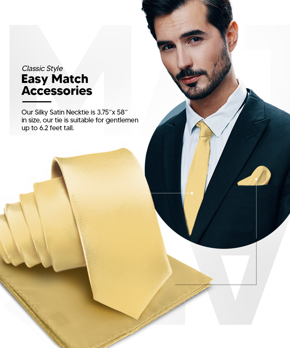 विटोरियो फ़रीना सॉलिड साटन नेकटाई और पॉकेट स्क्वायर