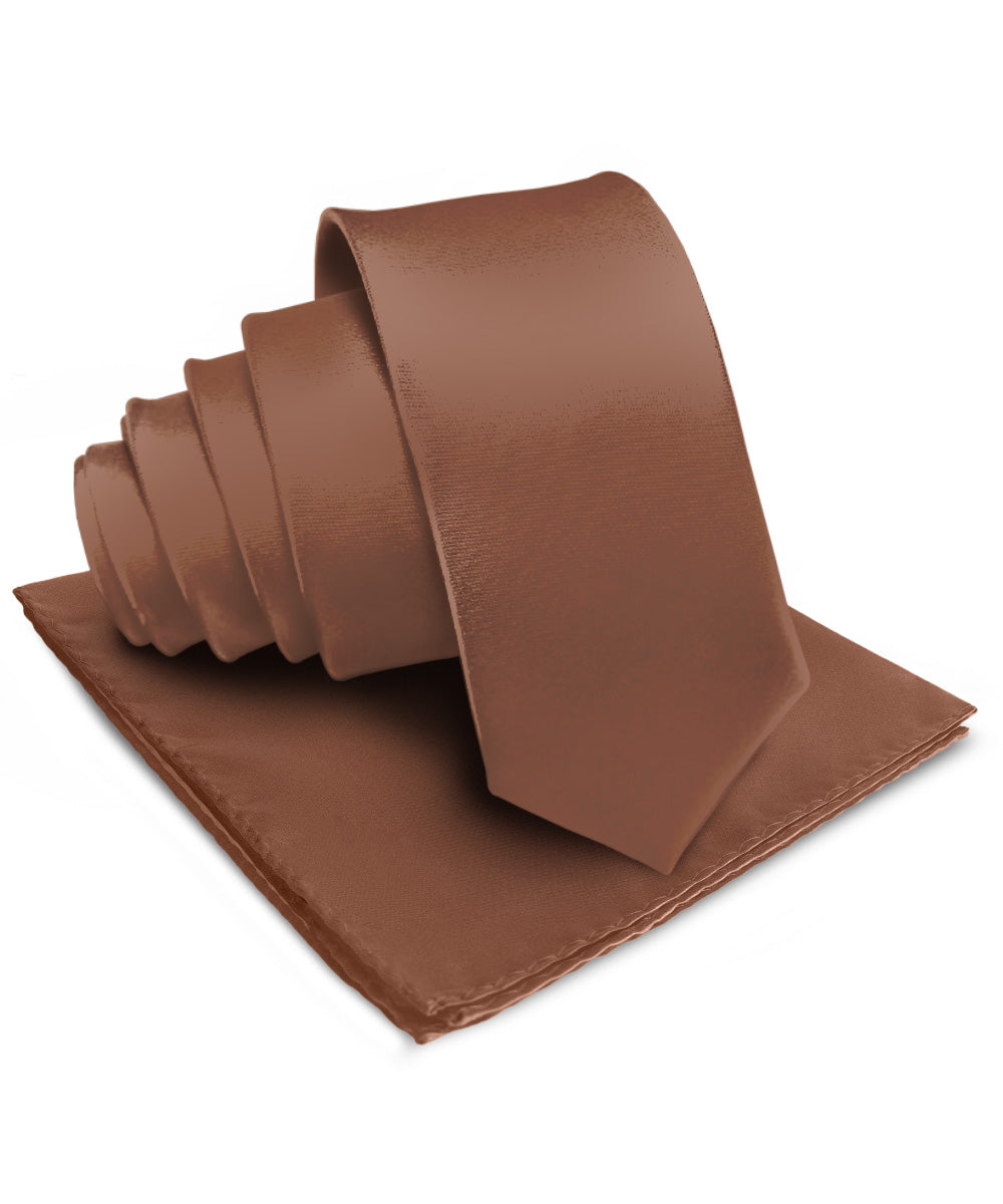 विटोरियो फ़रीना सॉलिड साटन नेकटाई और पॉकेट स्क्वायर