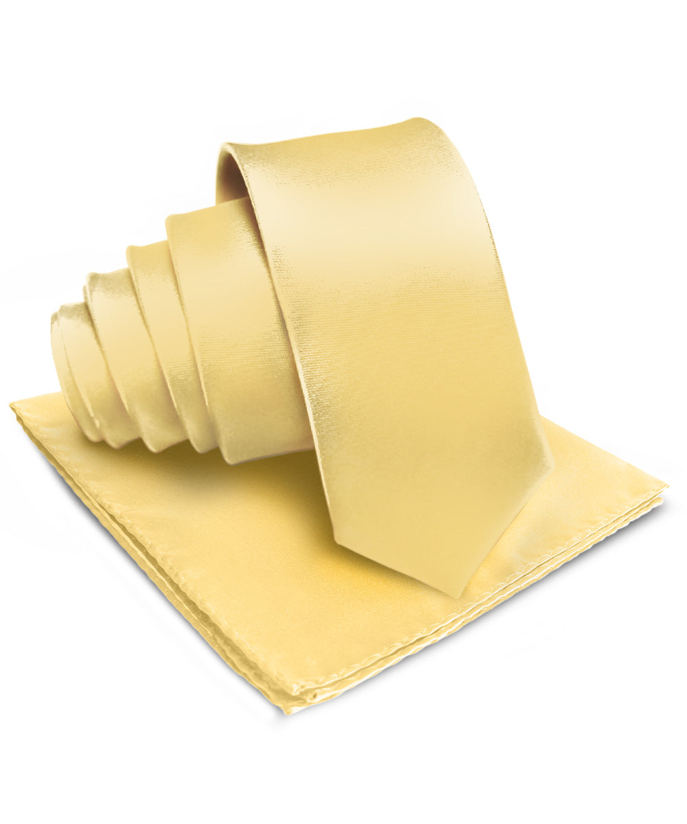 विटोरियो फ़रीना सॉलिड साटन नेकटाई और पॉकेट स्क्वायर