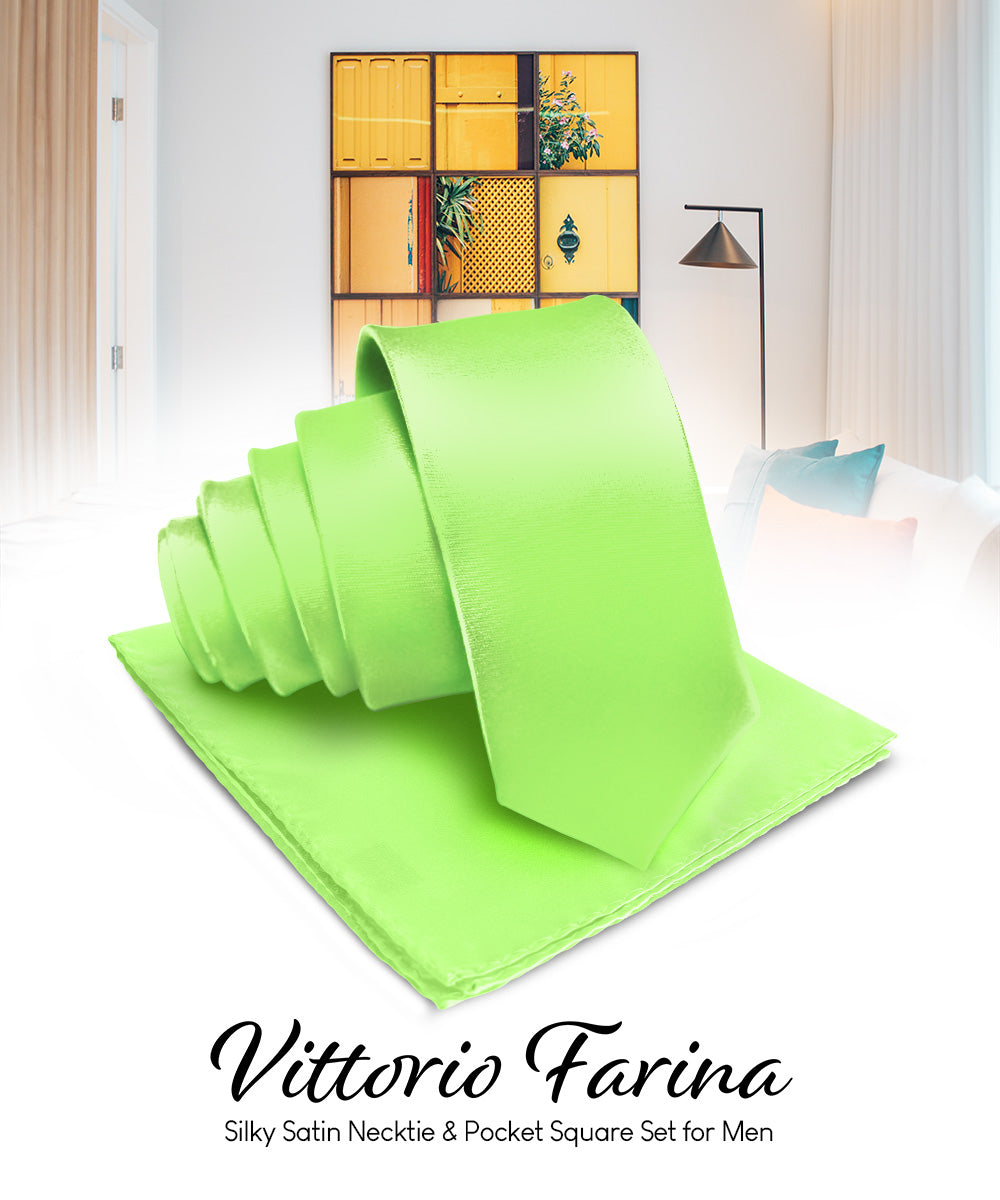 विटोरियो फ़रीना सॉलिड साटन नेकटाई और पॉकेट स्क्वायर
